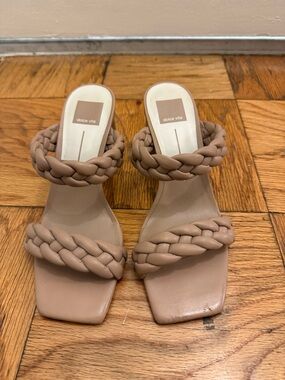 Dolce Vita Blush Braided Two-Strap Slide Heels